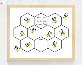 Bee Father's Day Fingerprints Craft for Dad | Printable Father's Day Gift from Toddlers | Dad Fingerprint Art | Preschool / Daycare Crafts