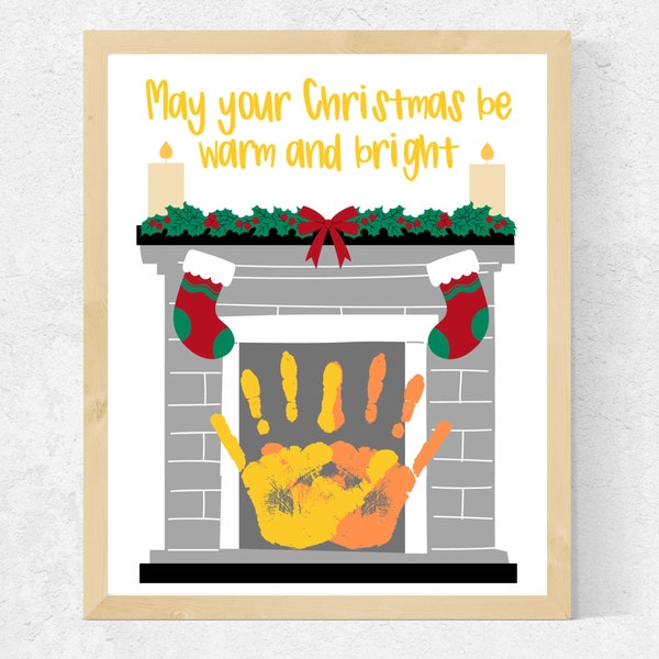 Christmas Fireplace Handprint Art, Christmas Handprint Craft for Toddlers Baby Preschool, Christmas Hearth Craft, Cozy Christmas Craft Kids