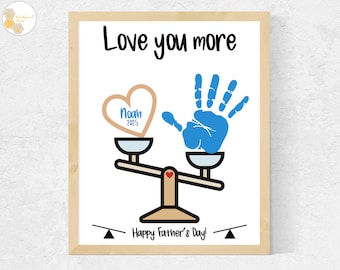 Love Father's Day Handprint Art Craft, Balance Scale Handprint Father's Day Craft for Toddlers Baby Dad Preschool Craft Daycare Activity