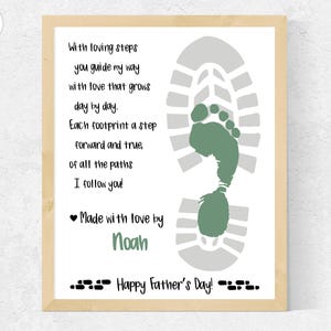 Vaderdag voetafdruk kunstgedicht, voetafdruk vaderdaggedicht, vaderdag vader voetafdruk ambacht voor peuter kleuterschool kinderen voetafdruk babycadeau