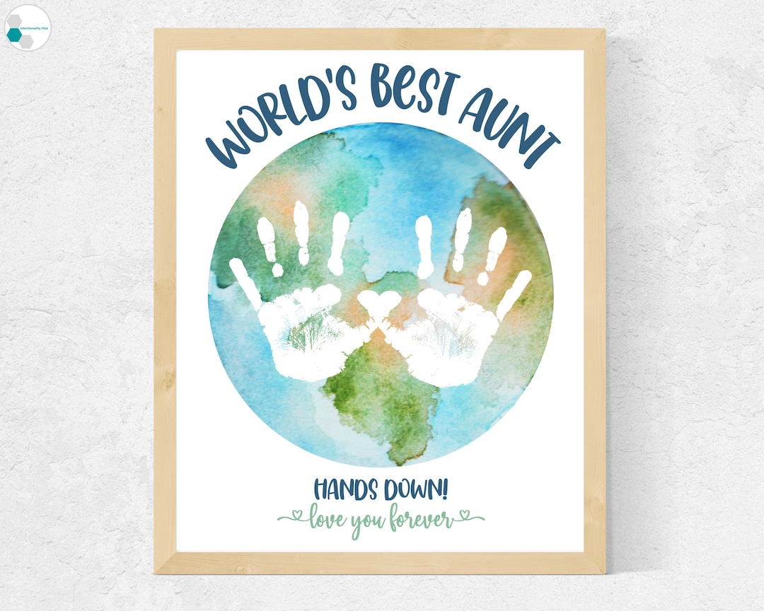 World's Best Aunt Hands Down Printable, Aunt Handprint Art, Aunt Gift ...