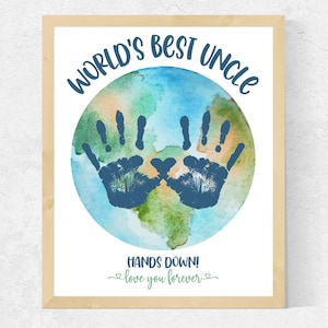 World&#39;s Best Uncle Hands Down, Uncle Handprint Art, Uncle Gift from Kids Nephew Niece Baby, Uncle Gift for Christmas, Uncle Christmas Gift