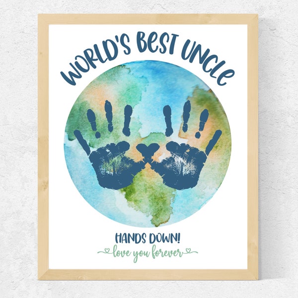 World's Best Uncle Hands Down, Uncle Handprint Art, Uncle Gift from Kids Nephew Niece Baby, Uncle Gift for Christmas, Uncle Christmas Gift