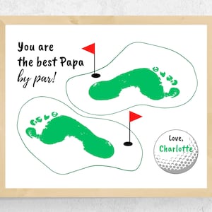 Best Papa By Par Craft PRINTABLE, DIY Father's Day Papa Golf Gift from Toddler Baby Kids Grandkids, Papa Footprint Craft, Papa Birthday Gift