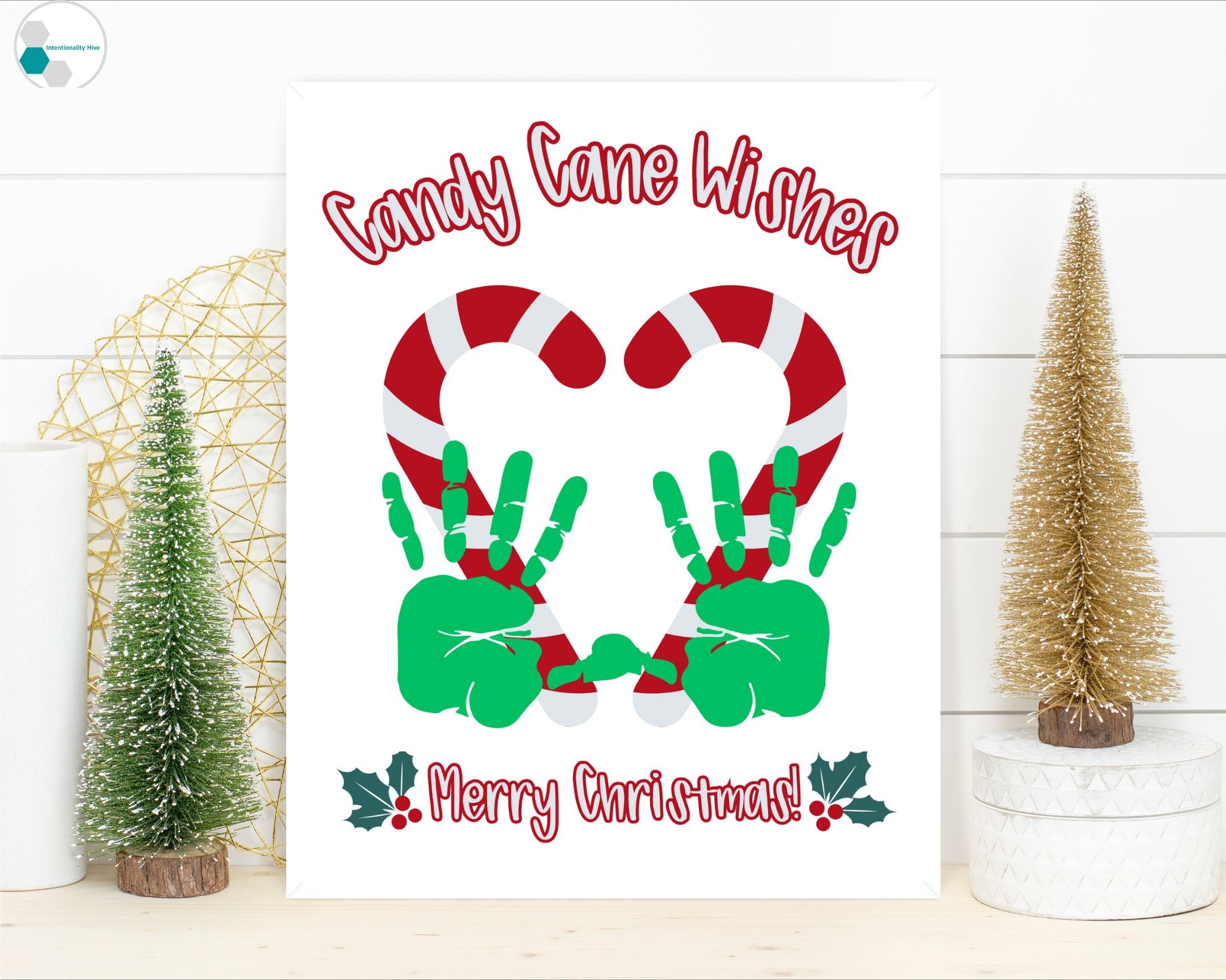Candy Cane Handprint Craft, Merry Christmas Handprint Art, Candy Cane ...