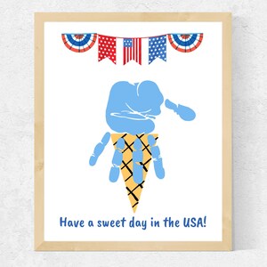 July 4th Handprint Craft for Toddlers Preschool, USA Ice Cream Handprint Art, Fourth of July Handprint, July 4 Handprint Activity for Kids