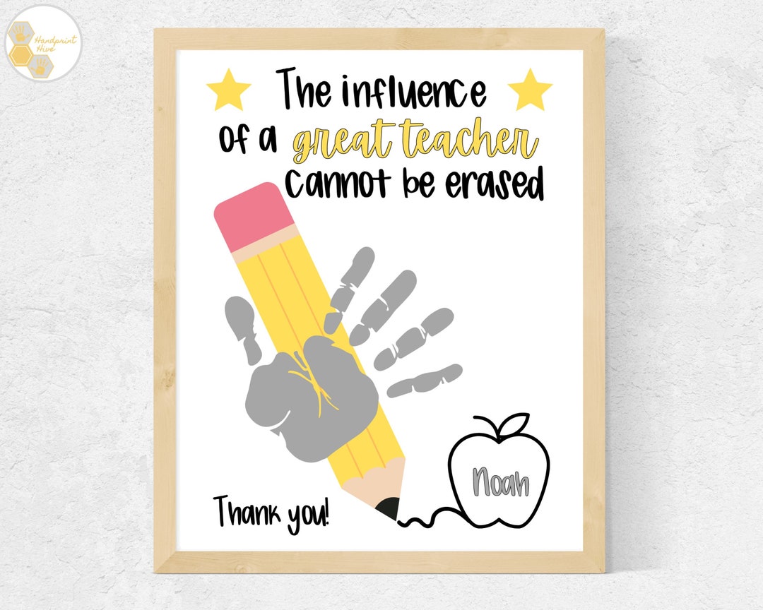 Teacher Appreciation Handprint Art Pencil, End of Year Teacher Thank ...