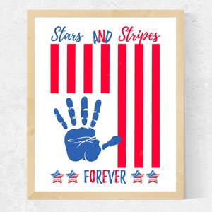 Flag Handprint Craft for Kids | Printable US Flag Handprint Art | America Patriotic Activity Daycare / Preschool | Veteran Gift Patriotic