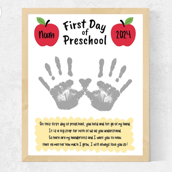 Back To School Handprint Art Poem, First Day of Preschool Craft Handprint Poem, 1st Day of Pre-K Handprint, Preschool First Day Activity