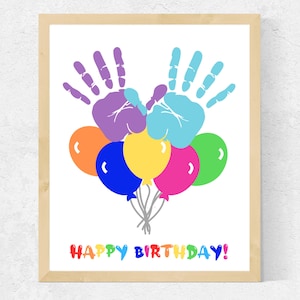 Alles Gute zum Geburtstag Handabdruck Basteln, Kleinkind Geburtstag Bastelaktivität, DIY Geburtstagskarte von Kleinkind, Geburtstag Vorschule, Geburtstag Party Basteln