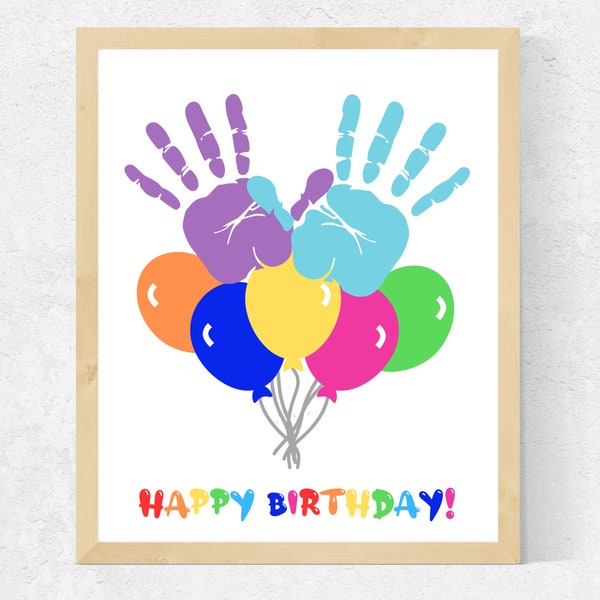 Happy Birthday Handprint Craft, Toddler Birthday Craft Activity, DIY Birthday Card from Toddler, Birthday Preschool, Birthday Party Crafts