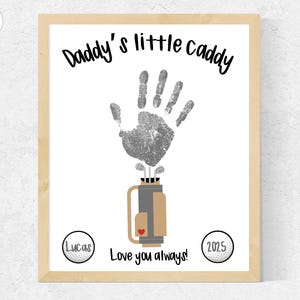 Golf Daddys kleiner Caddy Handabdruck Kunst Handwerk, Papa Golf Geschenk personalisiert, Golf Papa Geschenk vom Baby, Erster Vatertags Golf Geschenk, Golf Handwerk