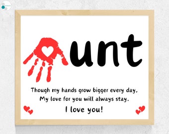 Aunt Handprint Gift, Aunt Gift from Baby Niece Nephew Toddler, Baby Aunt Gift Mother's Day, Aunt Birthday Gift Handprint Art Craft Printable