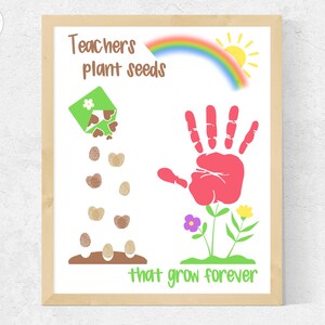 Lehrer Fingerabdruck Handabdruck Kunst Geschenk, Lehrer Pflanzensamen Handabdruck Geschenk Vorschule Lehrer Wertschätzung Danke Jahresende Karte