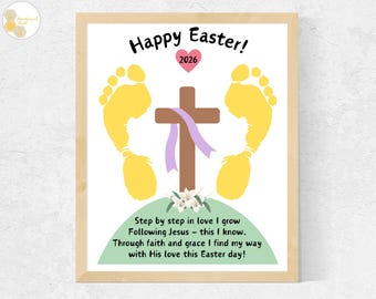 Easter Cross Footprint Art Poem: Christian Craft (Digital Download)