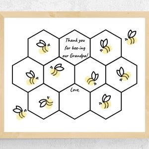 Bee Fingerprint Art for Grandpa | Printable Father&#39;s Day Craft for Kids | Fingerprint Craft | DIY Grandpa Gift from Grandkids