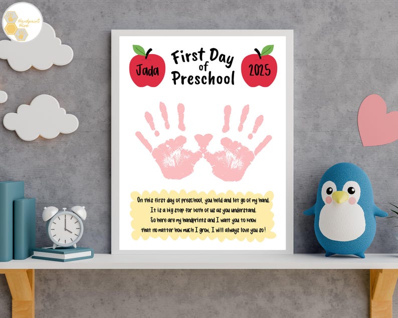 Back to School Handprint Art Poem, First Day of Preschool Craft ...