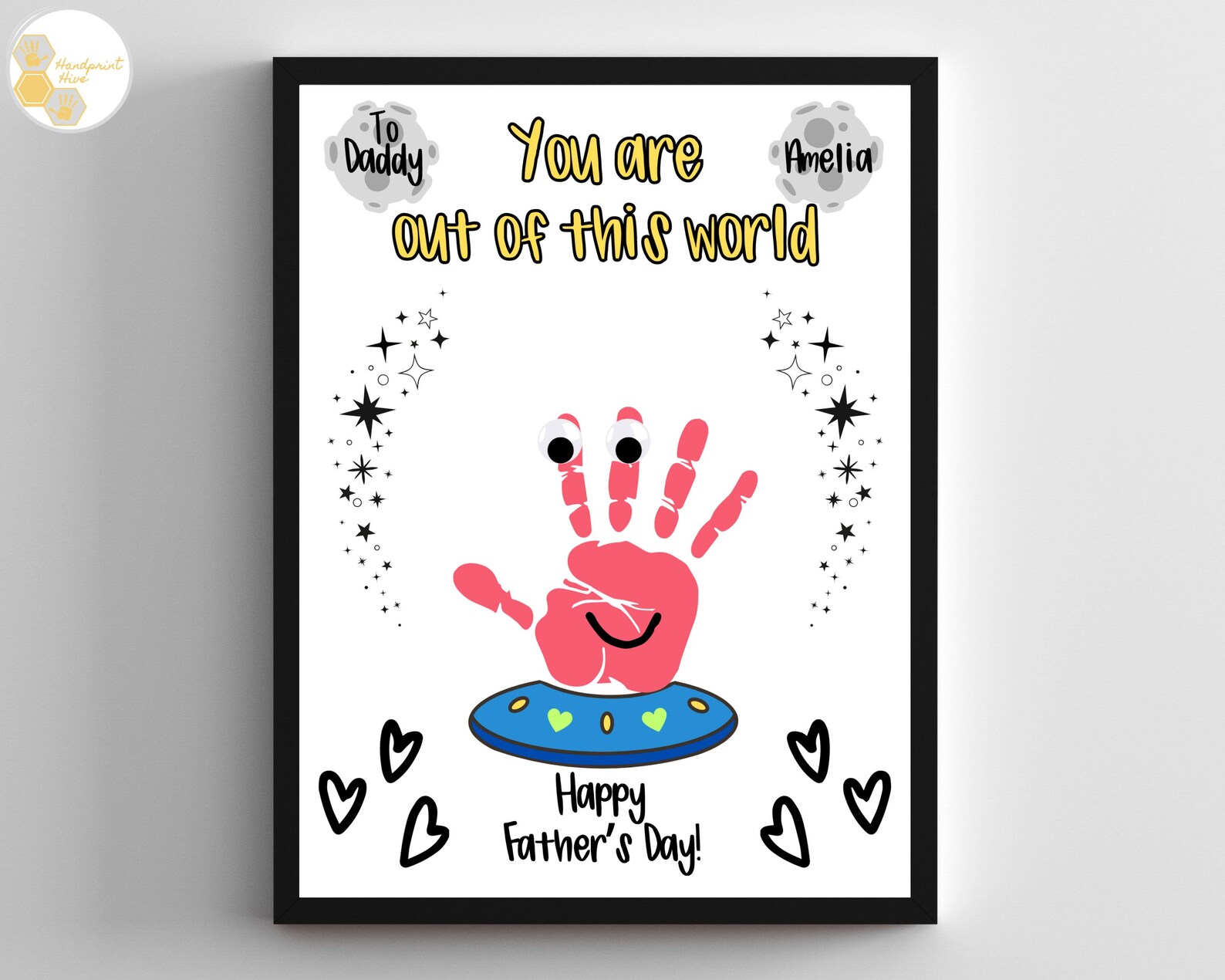 Space Alien Handprint Art Father's Day Craft UFO, Daddy Dad Handprint ...