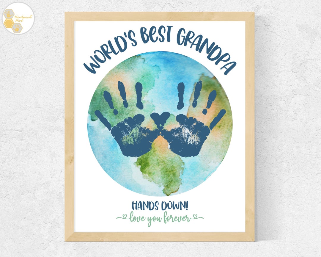 World's Best Grandpa Handprint Gift, Best Grandpa Ever Hands Down ...