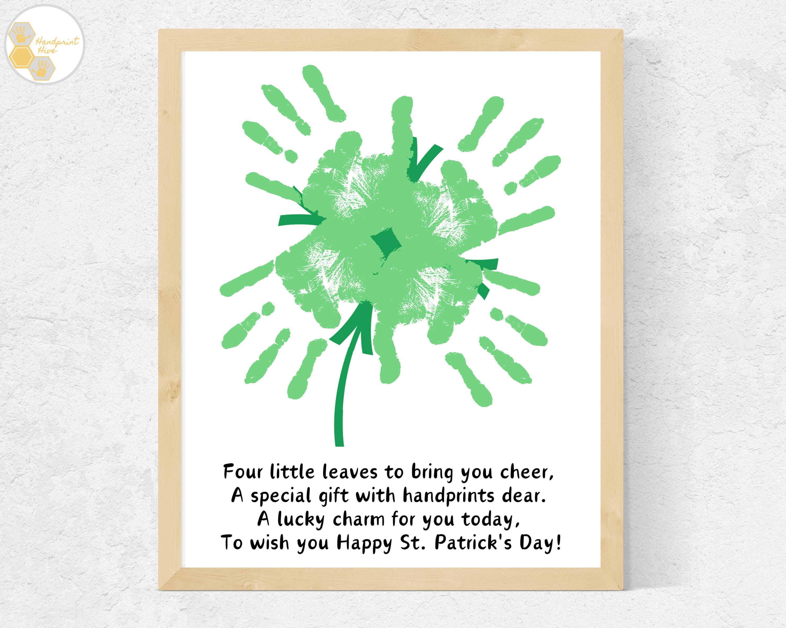 Clover St Patrick's Day Handprint Art Poem, Shamrock Handprint