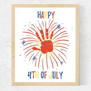 Happy 4th of July Fireworks Handprint Art | Printable Fourth of July Handprint Craft and Gift | Preschool / Camp / Daycare Activity