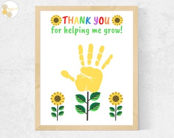 Preschool Teacher Handprint Art, Thank You Teacher Appreciation Gift, Helping Me Grow Preschool Teacher End of Year Gift Appreciation Week