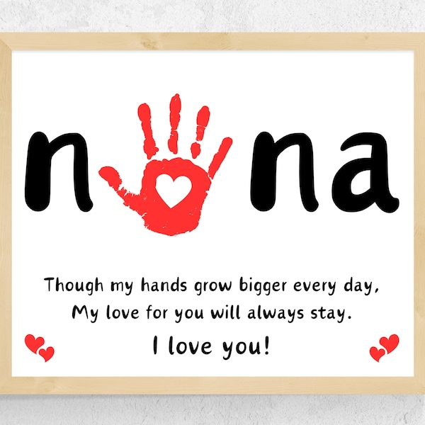 Nana Handprint Gift 1 & 2 Kids, Mother's Day Nana Gift from Grandkids Personalized Nana Gift from Baby Grandson Granddaughter, Nana Birthday