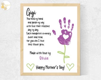 Gigi Handprint Art Mother's Day Gift from Baby Toddler Grandchild, Gigi Handprint Art Craft Poem, Personalized Gigi Mother's Day Gift Custom
