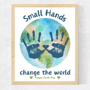 Earth Day Handabdruck Handwerk zum Ausdrucken, Earth Day Craft für Vorschule PreK Tagesstätte Kinder Kleinkinder Baby, Earth Day Aktivität Handabdruck kleine Hände
