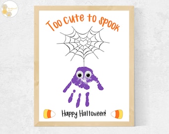 Spider Halloween Handprint Craft Printable, Too Cute to Spook Halloween Craft for Kids