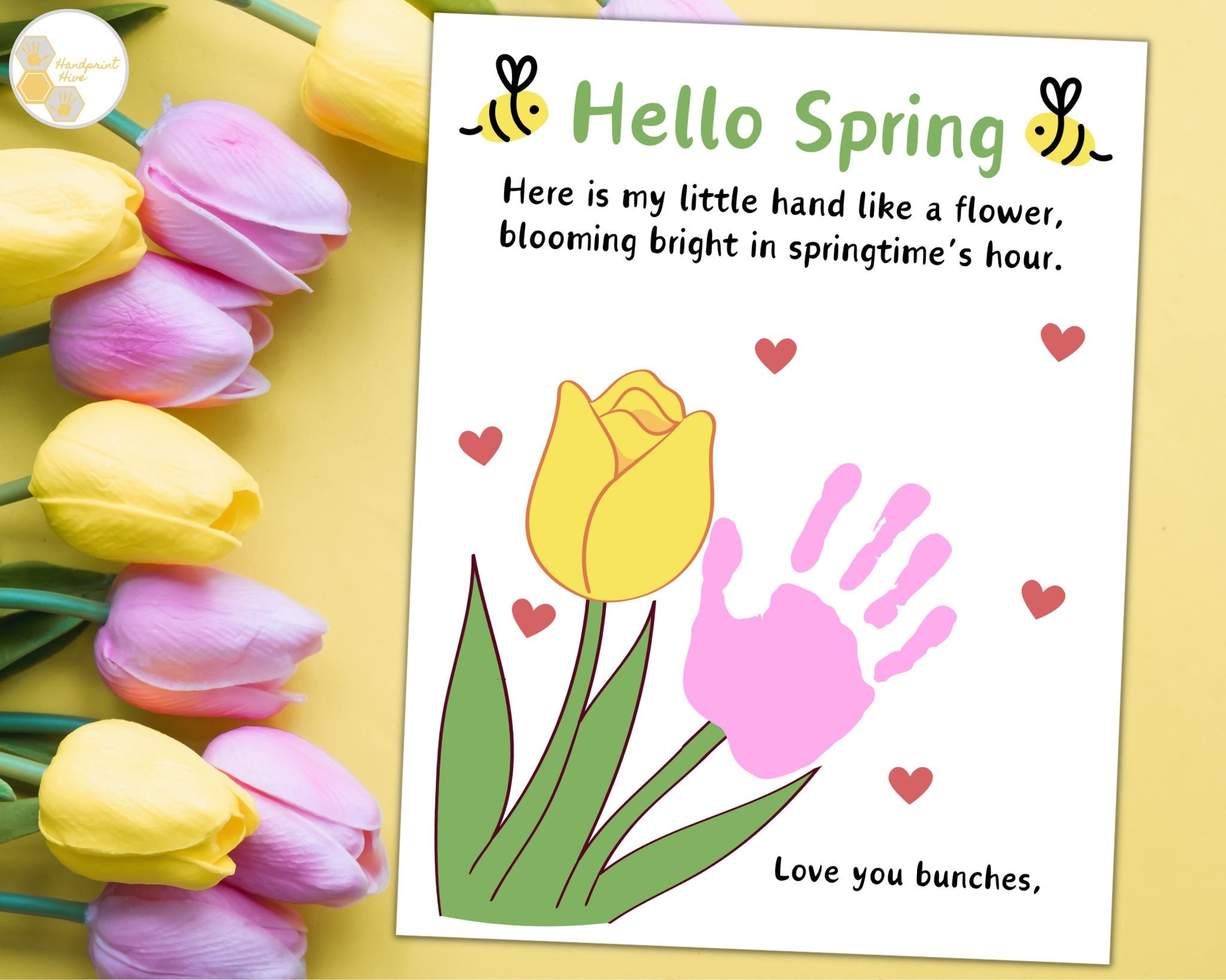 Spring Handprint Poem Tulip Art, Spring Flower Handprint Art, Spring ...