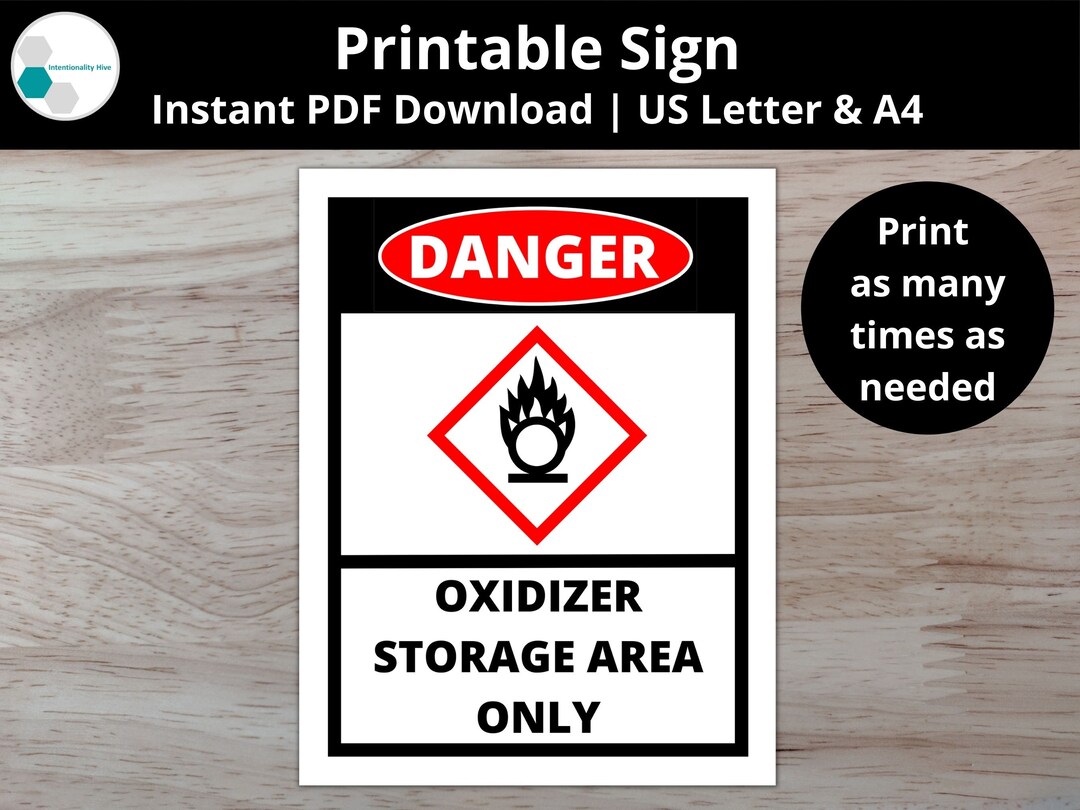 Oxidizer Storage Sign Printable Safety Sign PDF Laboratory - Etsy