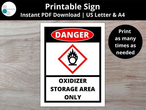 Oxidizer Storage Sign Printable Safety Sign PDF Laboratory - Etsy