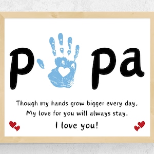 Papa Handprint Gift 1 & 2 Kids, Personalized Papa Gift from Baby Kids Grandkids, Father&#39;s Day Papa Birthday Gift, Papa Handprint Art Craft