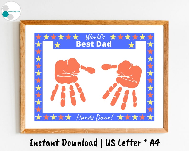 World's Best Dad Hands Down Printable Handprint Art for - Etsy