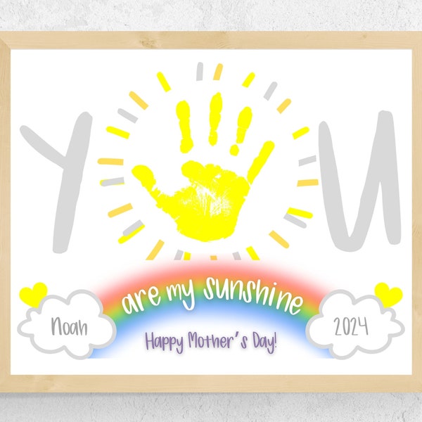 Sunshine Mother's Day Handprint Craft Art for Mom Grandma from Toddler Baby Kids Preschool, Happy Mother's Day Handprint Gift Footprint Art