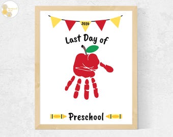 Last Day of Preschool Handprint Art Craft, 2026 Preschool Graduation Keepsake, Preschool Graduation Sign, End of Preschool Craft Activity