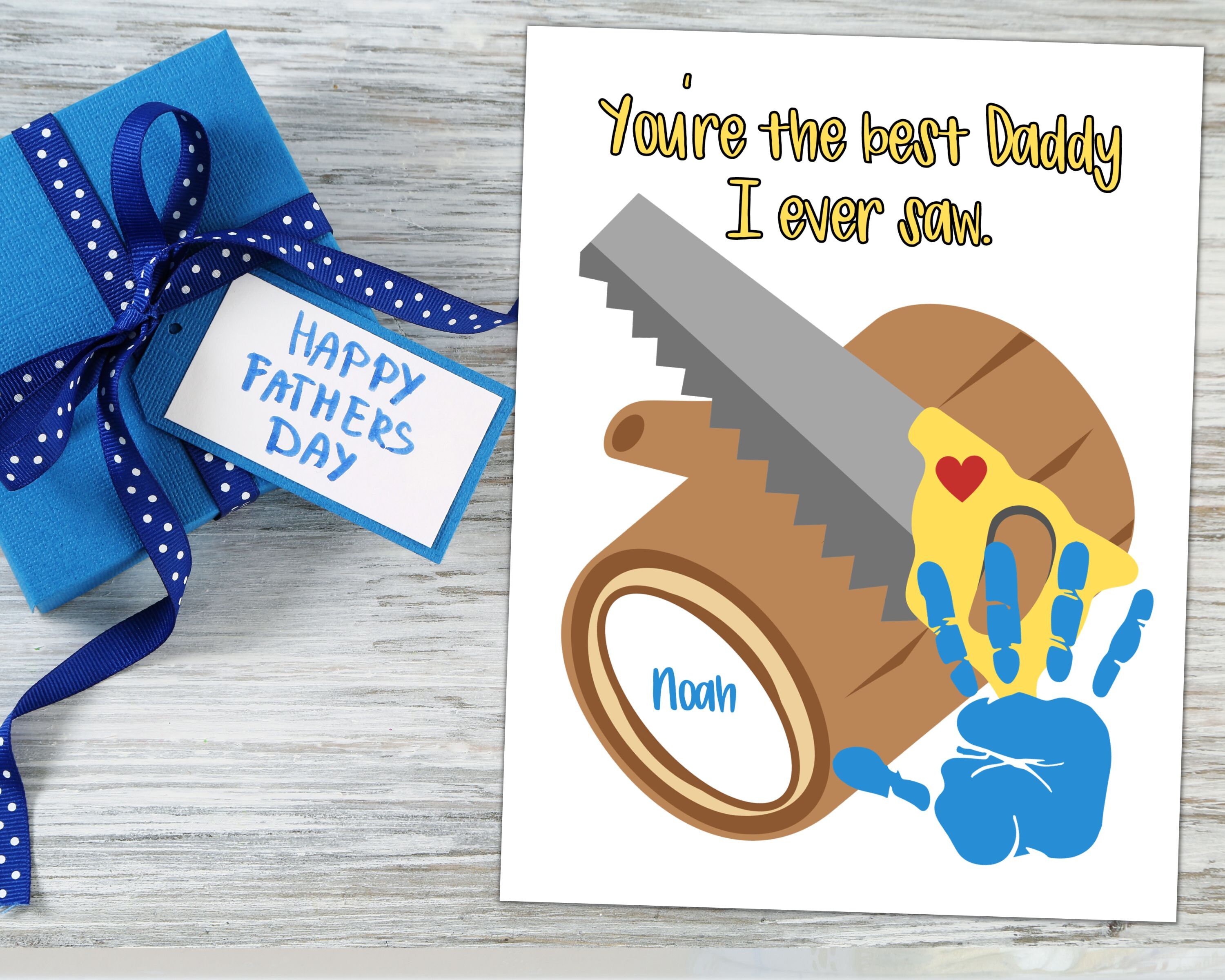 Saw Daddy Handprint Art Craft Printable, Best Dad Gift From Baby ...