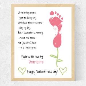 Valentijnsdag Voetafdruk Kunst Gedicht Bloem Valentijn Voetafdruk Knutselen, DIY Valentijnsdagkaart, Voetafdruk Valentijn Knutselen Peuter Baby Baby