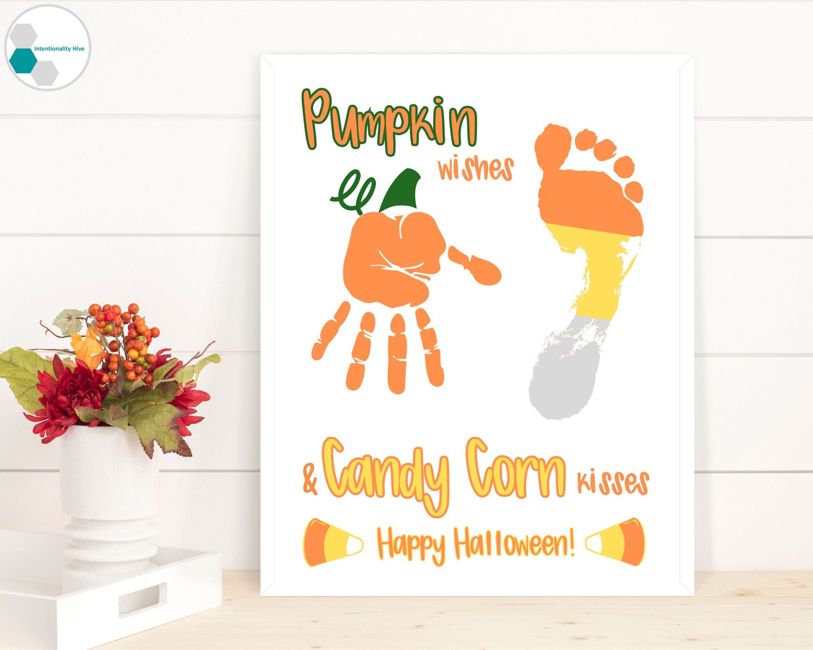 Candy Corn Handprint Footprint Craft, Happy Halloween Handprint Art ...
