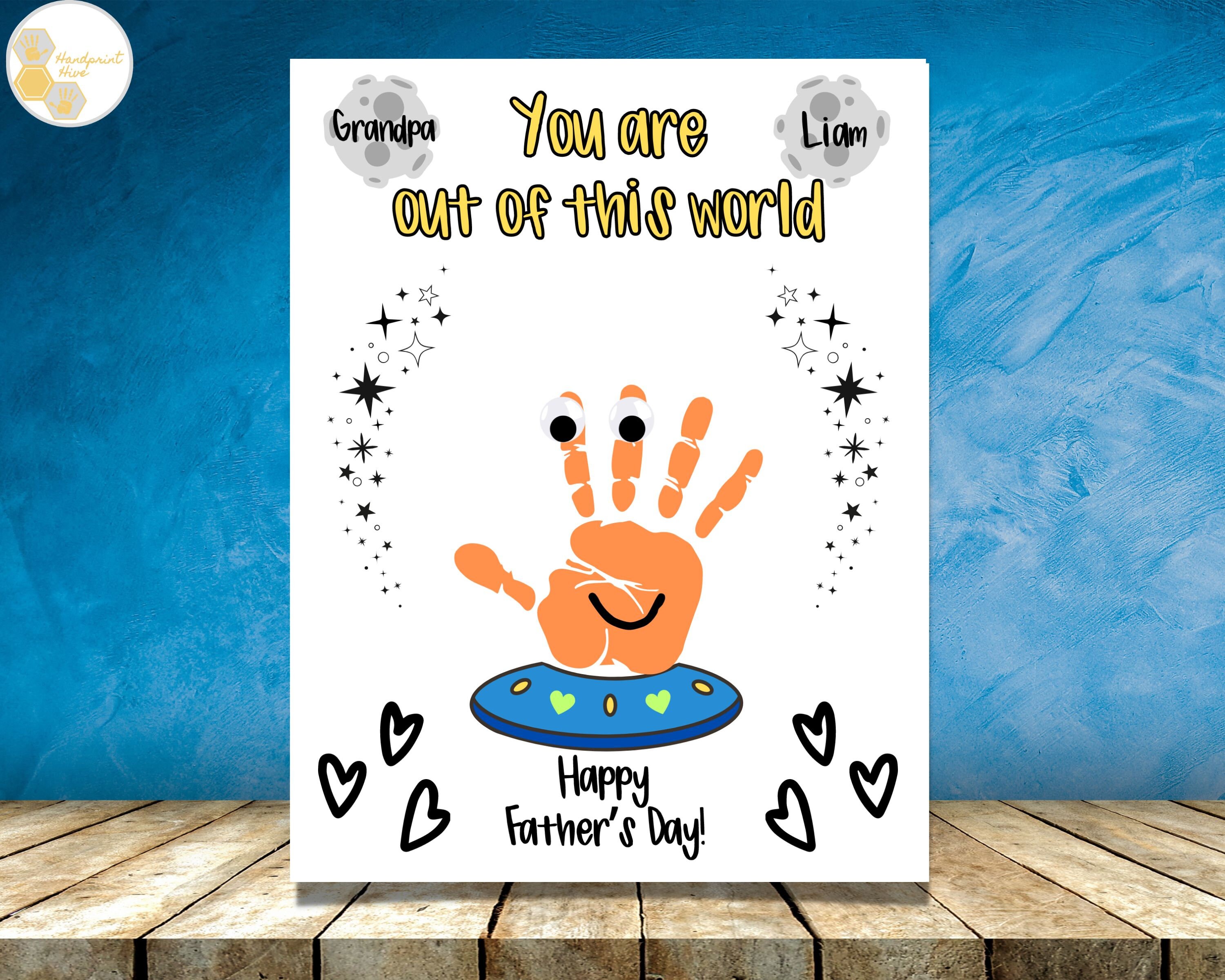 Space Alien Handprint Art Father's Day Craft UFO, Daddy Dad Handprint ...