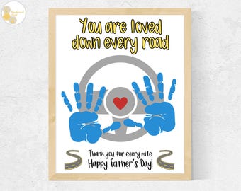 Father's Day Handprint Art: Steering Wheel Gift (Digital Download)
