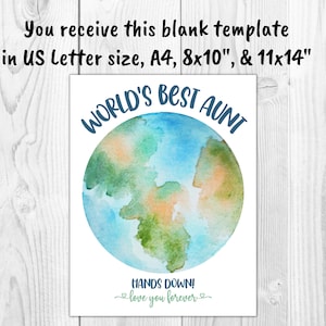 World's Best Aunt Hands Down Printable, Aunt Handprint Art, Aunt Gift ...