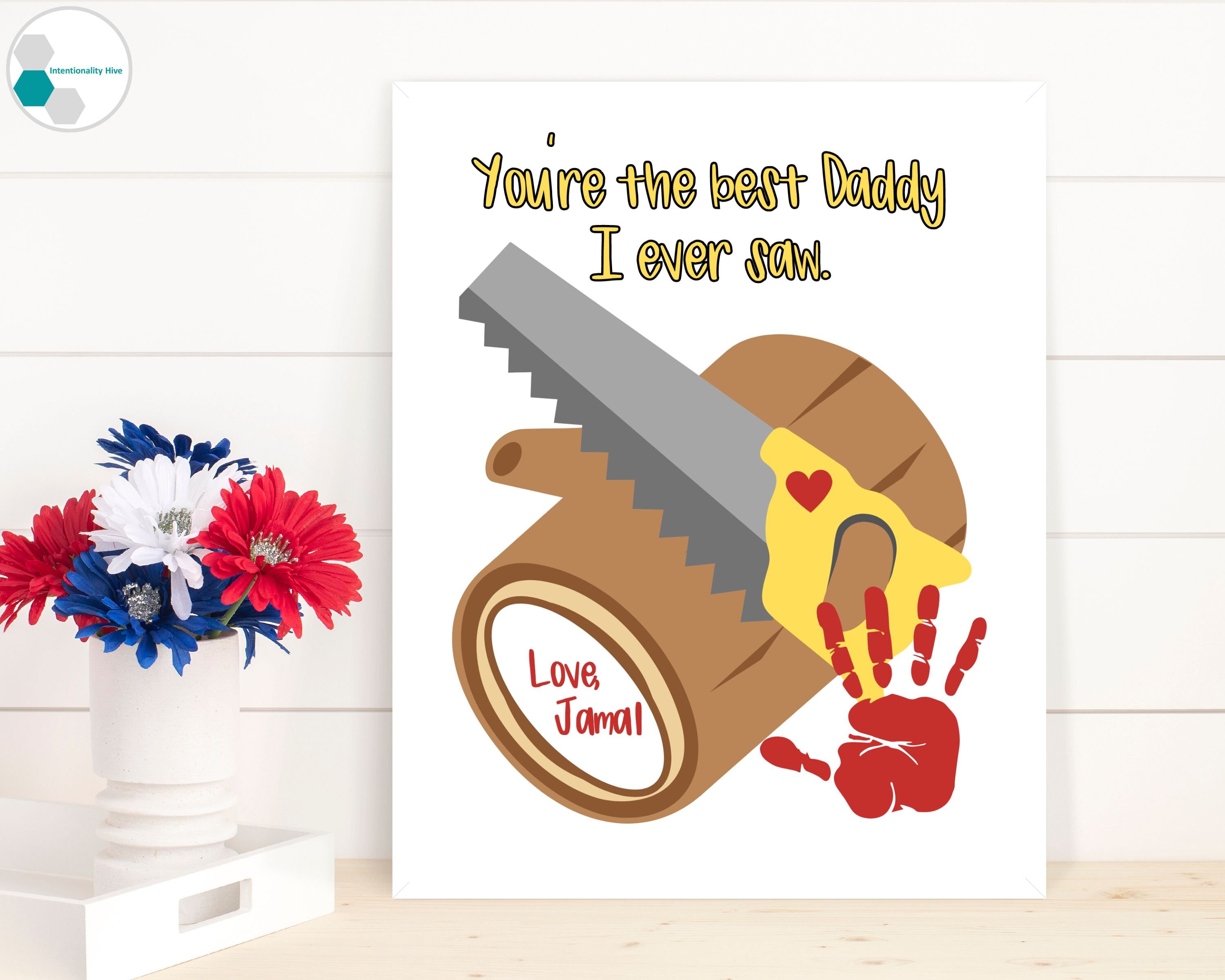 Saw Daddy Handprint Art Craft Printable Best Dad Gift From - Etsy