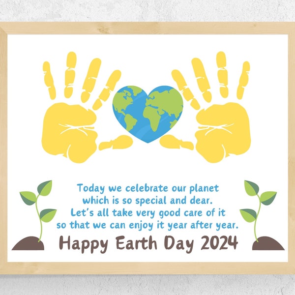 Earth Day Handprint Art Poem, Earth Day 2024 Craft for Toddlers Preschool PreK Daycare Kids Baby, Earth Day Craft Activity, Handprint Poem