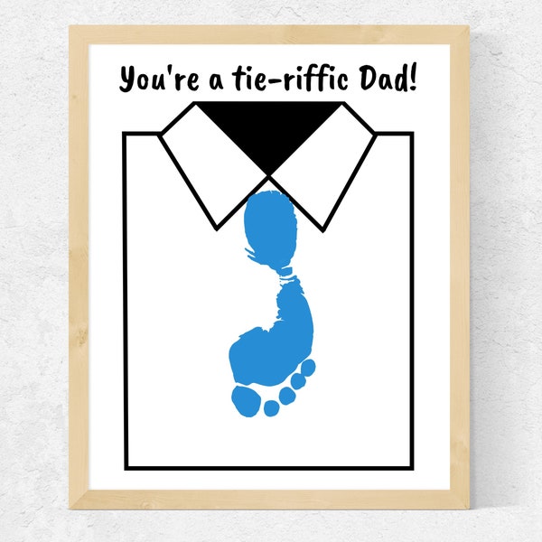 Father's Day Tie Footprint Craft | Printable Footprint Art for Dad from Kids | Father's Day Dad Birthday | Instant Digital Download