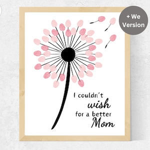 Mutter-Fingerabdruck-Kunstgeschenk, Löwenzahn-Muttertags-Handwerk, personalisiertes Mutter-Geschenk von Baby, Kleinkind, Tochter, Sohn, Kindern, Zwillingen, Mutter-Geburtstags-Handwerk