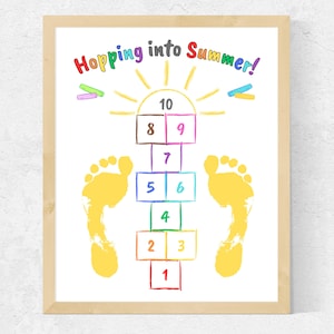 Summer Footprint Craft Printable, Summer Craft for Toddlers Kids, Summer Preschool Craft, Toddler Summer Activity, Toddler Printable Craft