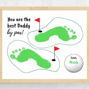 Best Daddy By Par Footprint Printable Gift, DIY Dad Golf Father&#39;s Day Gift from Baby Toddler Kids, Golf Dad Footprint Art Craft, Golf Daddy