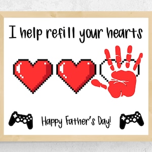 Handprint Gamer Dad Father&#39;s Day Gift, Personalized Gamer Father&#39;s Day Gift Dad Gamer Gift from Toddler Baby Kids, Video Gamer Gift Idea